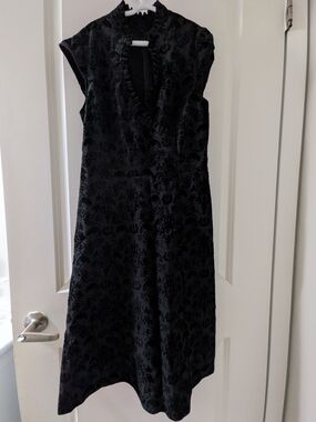 Vintage le chateau Black Damask Midi Dress